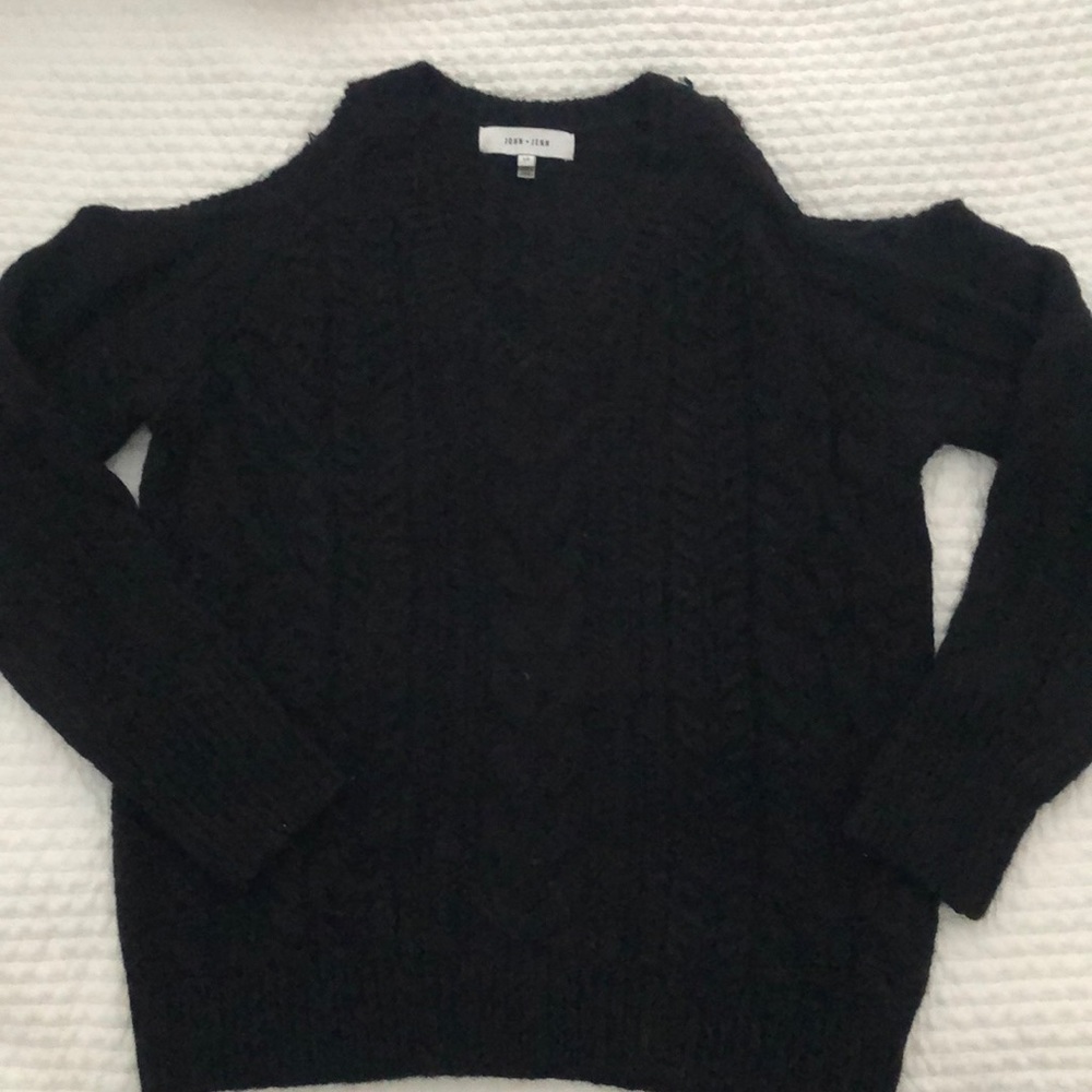 John + Jenn Cable Knit Cold Shoulder Sweater